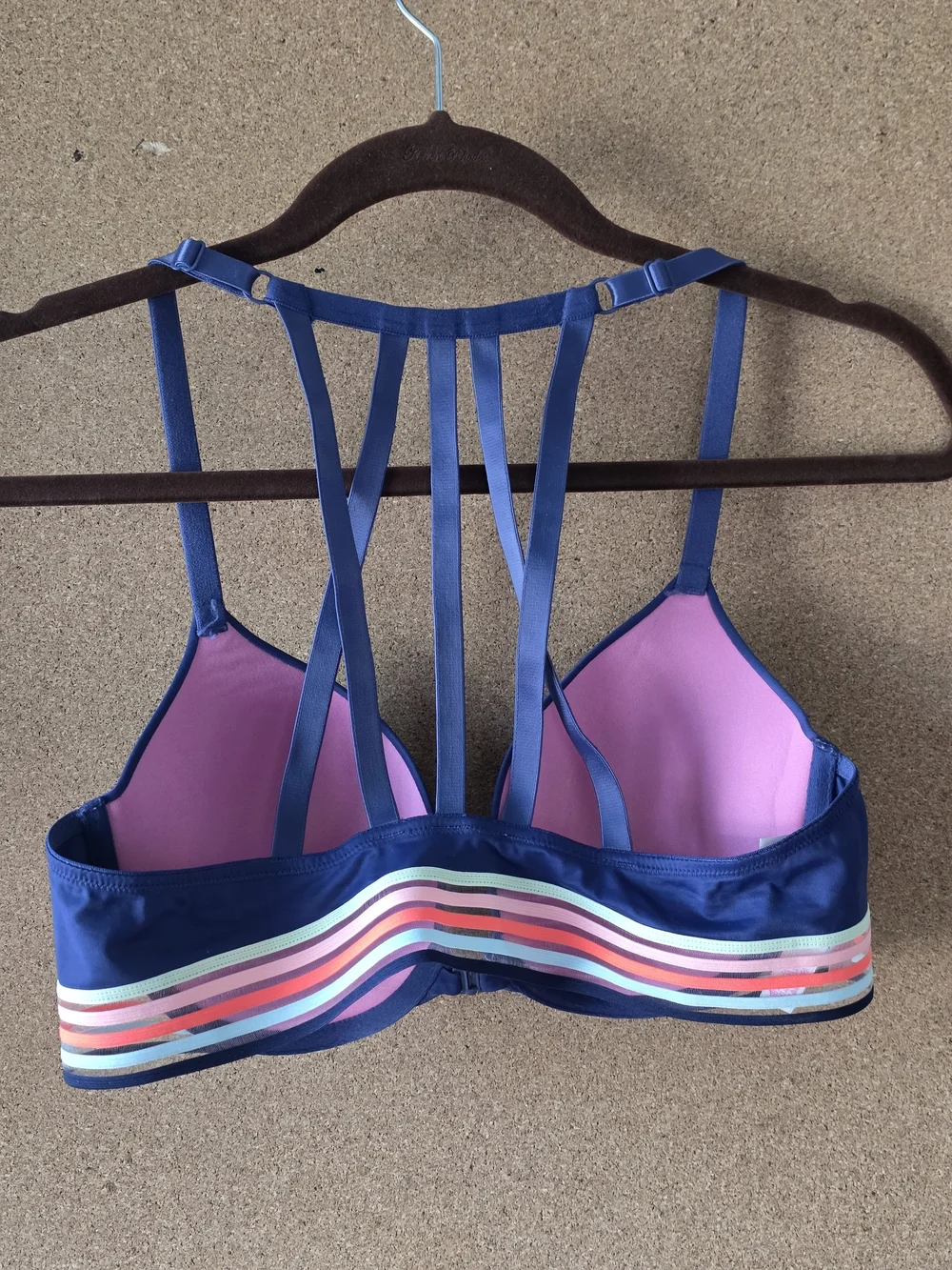PINK Victoria’s Secret Strappy Sports Bra 36C Blue Multicolor